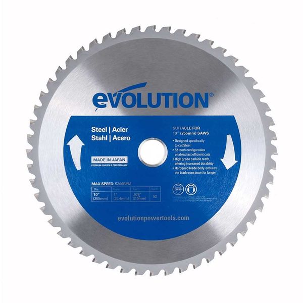 Evolution Power Tools 10BLADEST Steel Cutting Saw Blade, 10-Inch x 52-Tooth , Blue