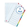 A4 1-10 Numbered Index Divider Multi Coloured Tabs (Pack of 5)