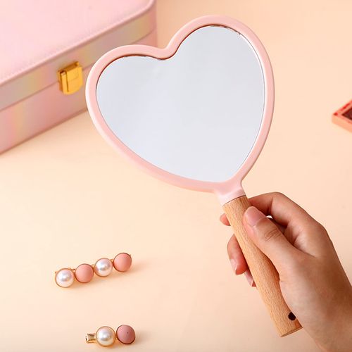 Eaoundm Handheld Makeup Mirror, Small Wooden Hand Mirror, Portable Travel Cosmetic Mirror for Men and Women, 5.5 x 9 inches (W x L)