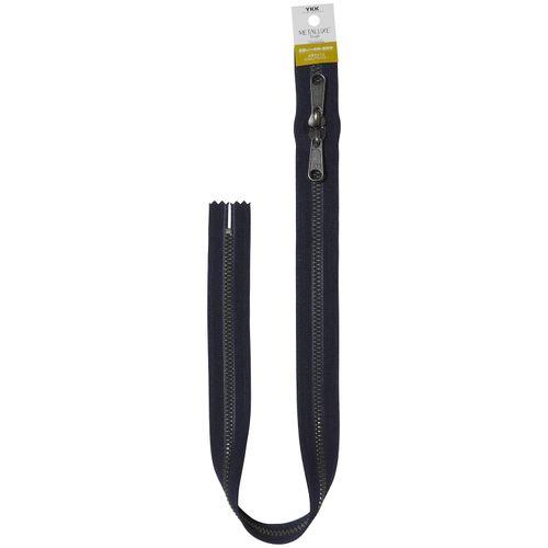 YKK Metal Taf, Zipper, Antique Silver, 23.6 inches (60 cm), Double Opening, #058, Navy Blue, 5VMTAS-60SH