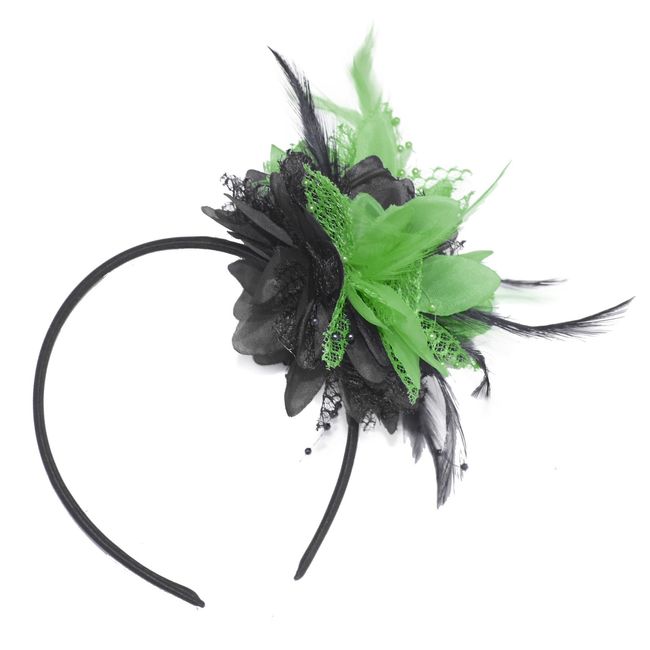 Caprilite Black and Grass Green Fascinator on Headband for Ascot Weddings