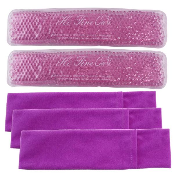 Reusable Perineal Cooling Pad for Postpartum & Hemorrhoid Pain Relief, Hot & Cold Packs for Women After Pregnancy and Delivery, Pack of 2 Gel Pads Plus 3 Washable Sleeves (Purple)