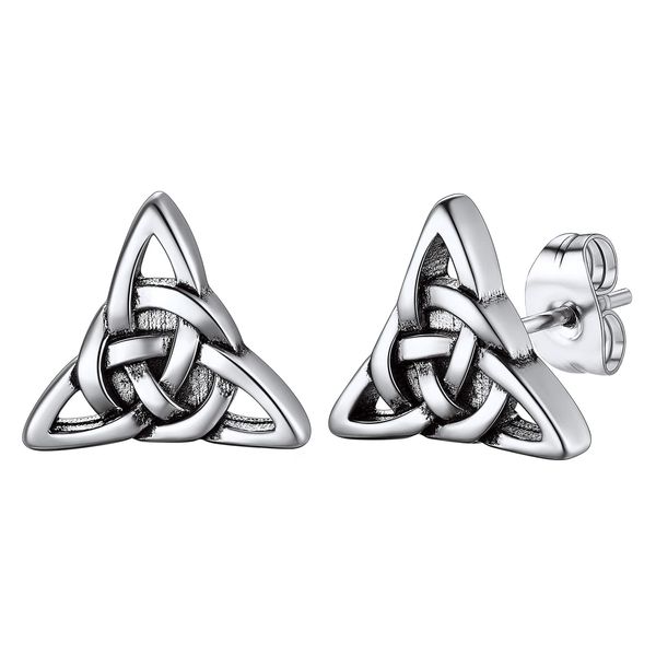 U7 Stainless Steel Celtic Knot Hypoallergenic Ear Piercing Stud Earrings