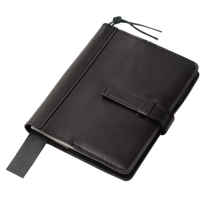 Lightex Genuine Leather Notebook Cover, A6 Size, Almost Daily Compatible, Original Size, Bicolor a6-monoleather (Black)