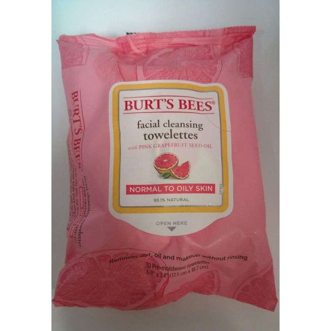 6 PACK Burt's Bees Facial Cleansing Towelettes, Pink Grapefruit, 30 Towelettes