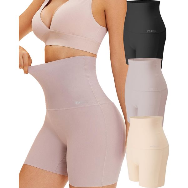 FINETOO 3er Pack Bauchweg Miederhose Damen High Waist Boxshorts Seamless Shapewear Hohe Taille Body Hose Unterwäsche Frauen Nahtlose Unterhose Mehrpack S-XL