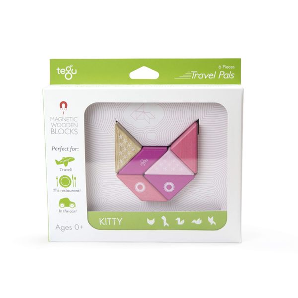 6 Piece Tegu Travel Pal Magnetic Wooden Block Set, Kitty