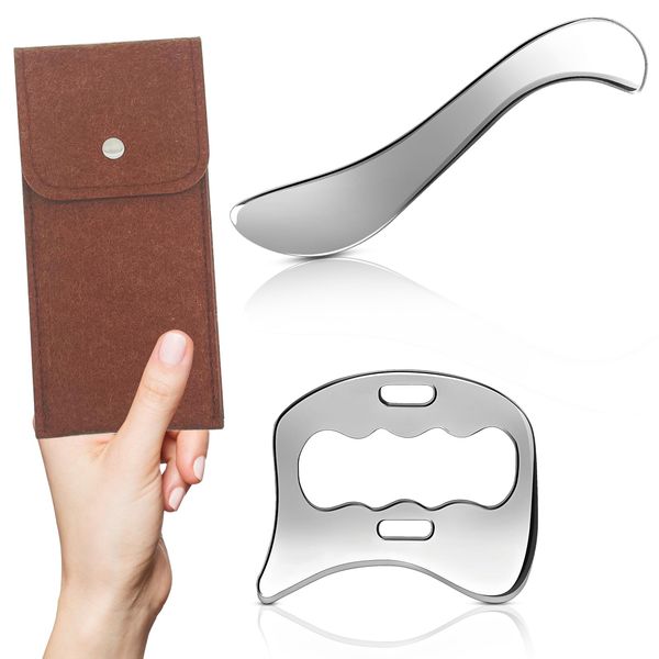 2in1 Stainless Steel Gua Sha Tool - IASTM Tool - Muscle Scraper Massage Tool for Soft Tissue Mobilization Tool - Physical Therapy for Back, Legs, Arms,Body