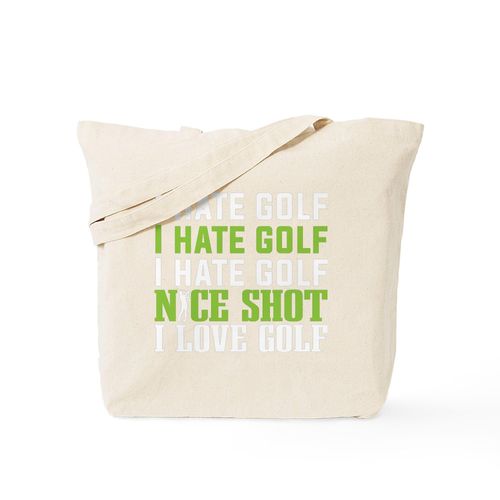 CafePress Golf Ball Nice Shot I Love Golf Go Reusable Natural Beige Canvas Shopping Bag