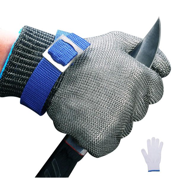 Bahusuo Blade-Proof Gloves, Highest Cut Resistance Level A9, For Work, Non-slip, Braided with 100% Stainless Steel Wire, Disaster Prevention Goods, Cut-Prevention, Gloves, Emergency Supplies,