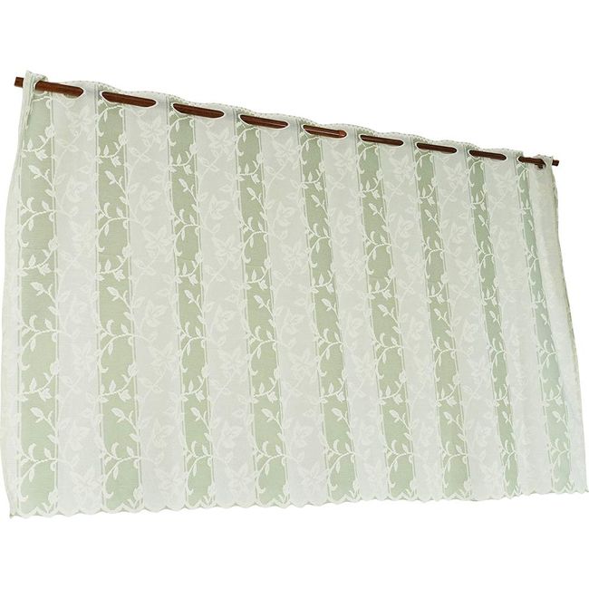 Arie Cafe Curtain, Green, Width 39.4 x Length 23.6 inches (100 x 60 cm), Pollen, Dust, Catch, EVCOT, Leaf Pattern, Made in Japan, Made in Japan