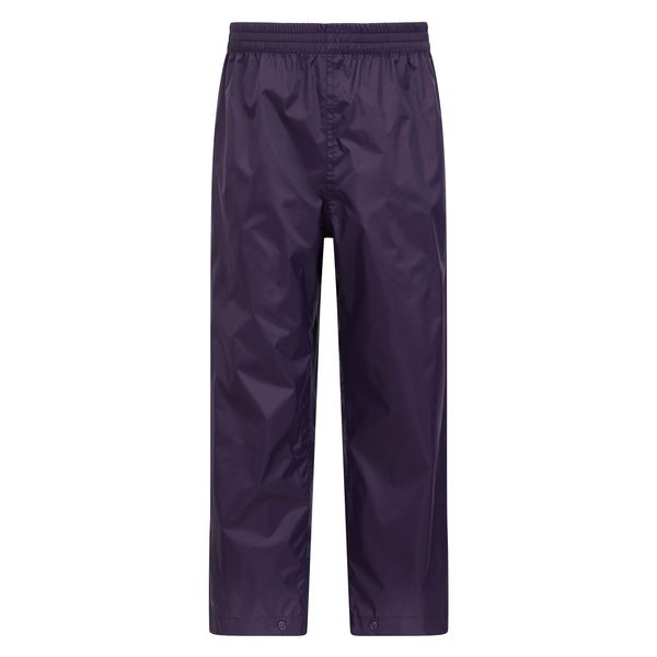 Mountain Warehouse Pakka Kids Waterproof Over Trousers - Taped Seams Rain Pants, Lightweight, Rip-Stop Overpants, Packaway Bag - for Spring Summer, Walking, Travelling Purple 7-8 Years