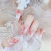 24pcs Beautiful Rose Flower Nail Tips Long Nail Tips for Wedding, Party, Holiday, Dating, Prom, Daily Life
