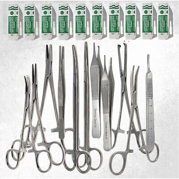 Micro Surgery Veterinary Instruments Kit Stainless Steel Medical Lab 21 Pcs Set