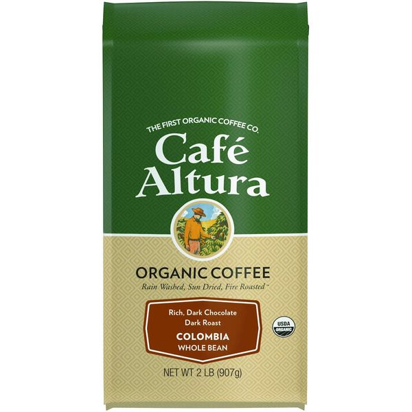 Cafe Altura Organic Coffee, Colombian Dark, Whole Bean, 2 lbs