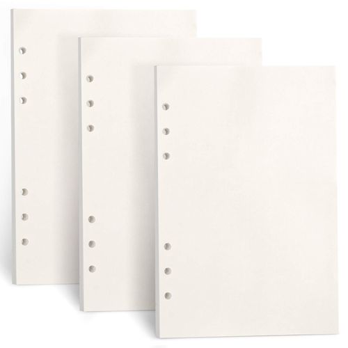 FYY 3 Packs A5 Blank Paper, A5 Refill Paper, 135 Sheets (270 Pages) for 6 Ring Binder Notebook, Refill Inserts for Filofax A5, Notes, Diary, Sketch, DIY, Bullet Journal, Painting (Blank)