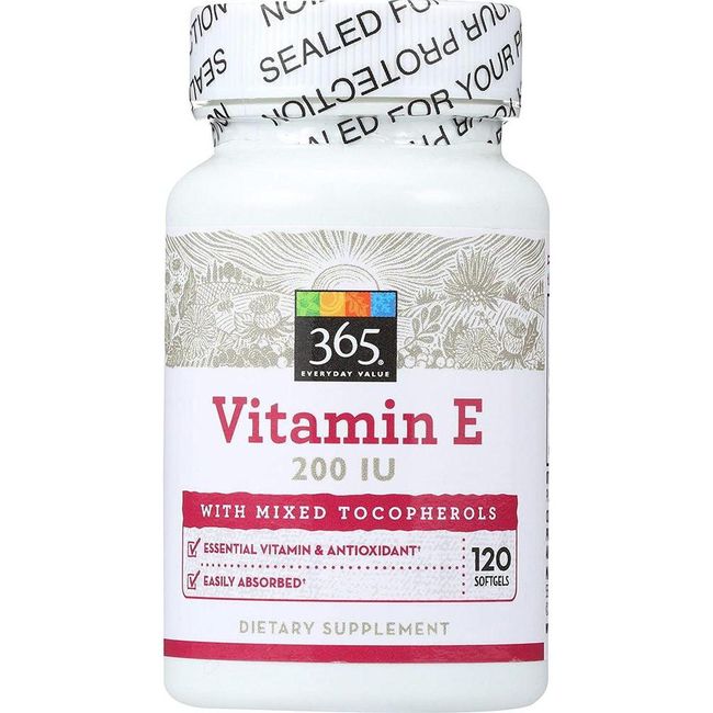 US Direct 365 Daily Value Vitamin E with Mixed Tocopherols 200 IU 120 ct