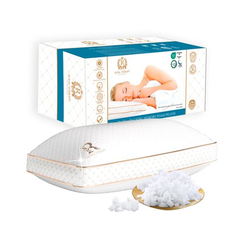 Royal Therapy King Memory Foam Pillows - Shredded Memory Foam Pillow for All Sleep Positions - Medium Firm Pillow with Adjustable Loft, Bamboo Rayon Cover, CertiPUR-US, Oeko-TEX Certified