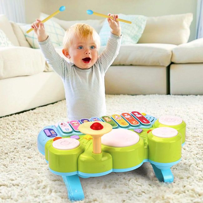 Baby Musical Toys 3 in 1 Piano Keyboard Xylophone Drum Set Gift for 1 Year Old Girls Boys Toys Age 2 Preschool Learning Developmental Toys for Toddlers 1-3 Educational Infant Baby Toys 6 9 12 18 Month
