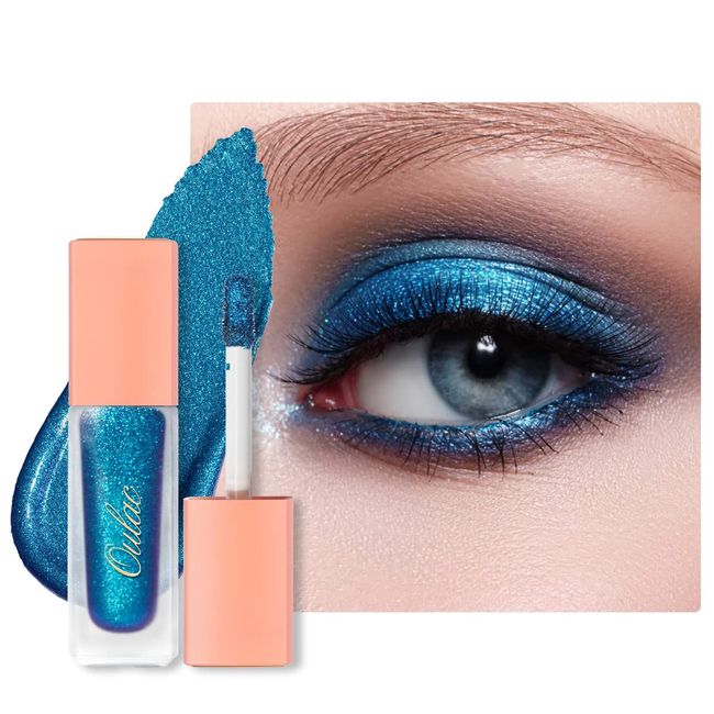 Oulac Glitzer Lidschatten Flüssig Blau Lidschatten| Liquid Eyeliner mit feinem Funkeln| Glitzer Finish Glattes Schimmer Augen Make-up| Vegan& Cruelty-Free, 5.4g (10)