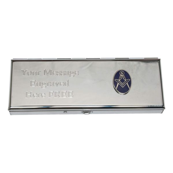Masonic Oval Compass & Square Day Pill Box with Mirror & Free Engraving Message 255