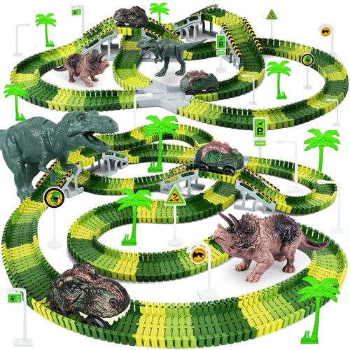 Dinosaur Themed Train Set With 216 Track Pieces And Cars For Kids Play Fun