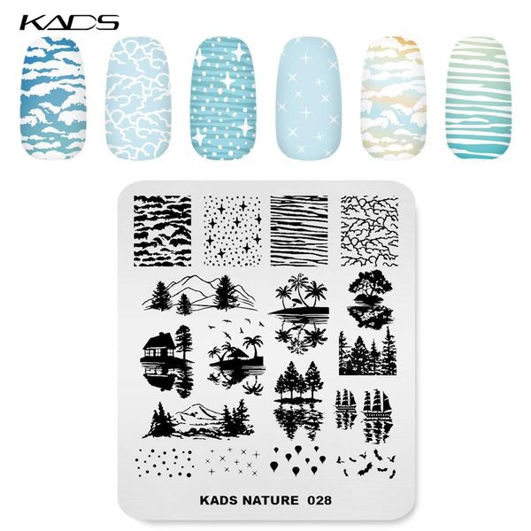 KADS Nagelstempelplatte Kokosnussbaum Natur Schablone Bild Design Platten für Nail Art Dekoration und DIY Nail Art (NA028)