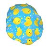 Yellow Rubber Ducks Shower Cap For Women Adjustable Double Waterproof Layers Bathing Shower Hat Hair Protection Reusable Ladies Spa Salon Shower Hat