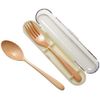 Spoon and Fork Set Wooden Natural with Case