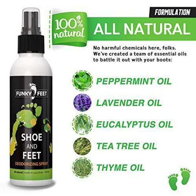 Funky Feet Foot Odor Spray - Shoe Spray Deodorizer & Odor Eliminator - No More