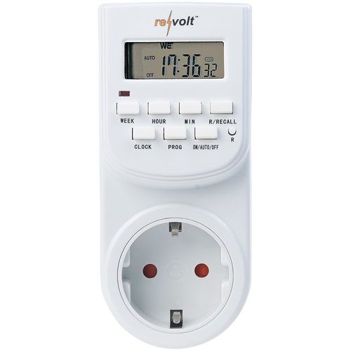 revolt timer socket: Digital timer with LCD display, accurate to minutes, 140 switching times (switching timer)