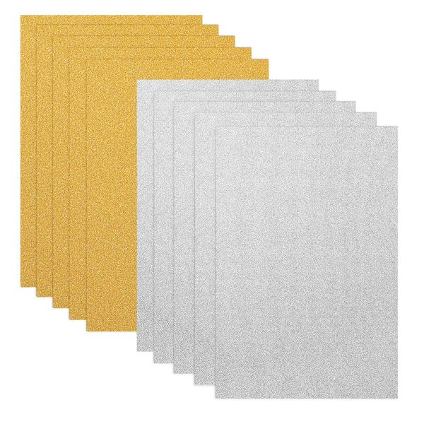Ultnice 10 Sheets A4 Glitter Paper for Crafts (Silver & Gold)