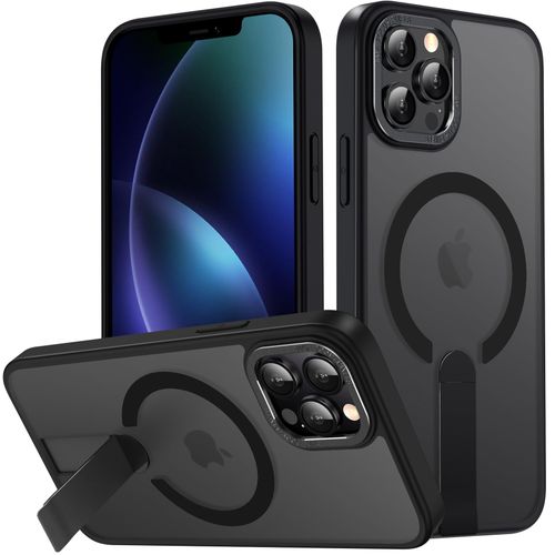 EMMPITU for iPhone 12 Case/iPhone 12 Pro Case with Kickstand, Compatible with MagSafe, [Invisible Stand] Anti-Slip Shockproof Military-Grade Protection, Magnetic Phone Case for iPhone 12Pro (Black)
