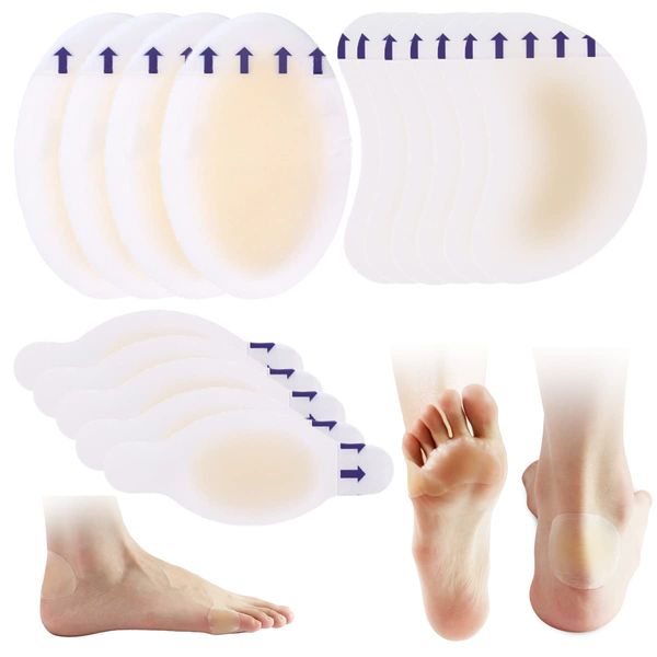 15 Pieces Blister Plasters for Feet Invisible Hydrocolloid Gel Dressing Blister Cushion Pads Blister Bandages Waterproof Blister Prevention Seal Band Aid for Feet Heel Toe and Guard Skin