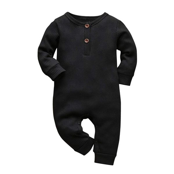 Eghunooy Baby Boy Girl Solid Color One Piece Romper Jumpsuit Outfits Clothes (Newborn) Black