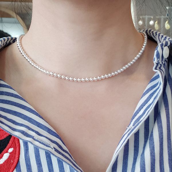 (all 925 silver) 4mm silver ball necklace