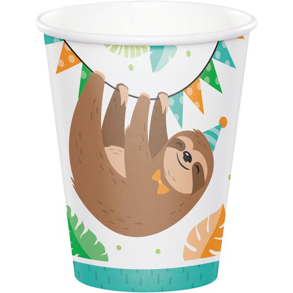 Sloth Party Paper Cups 266ml, Pack of 8