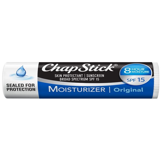 New ChapStick Moisturizer Original Lip Balm Tube, SPF 15 and Skin Protectant -