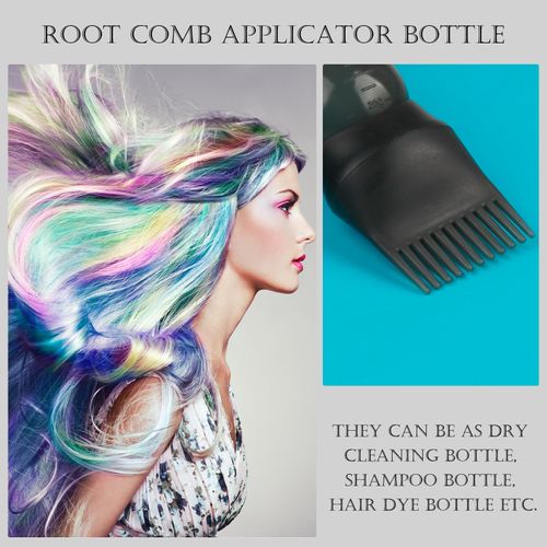Gezimetie Root Comb Applicator Bottle Hair Oil Applicator Brush 3 Pack Hair Oil Bottle for Hair Root Comb Color Applicator Bottle 6 Ounce with Graduated Scale Black