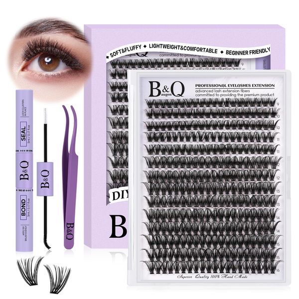 B&Q Lash Extension Set, 280 Pieces, Eyelash Extensions Set, 9-16 Mix, 40D Eyelash Extension Set, Lash Glue Remover and Applicators for Eyelash Extension Beginners (Set 40D, 9-16 Mix)