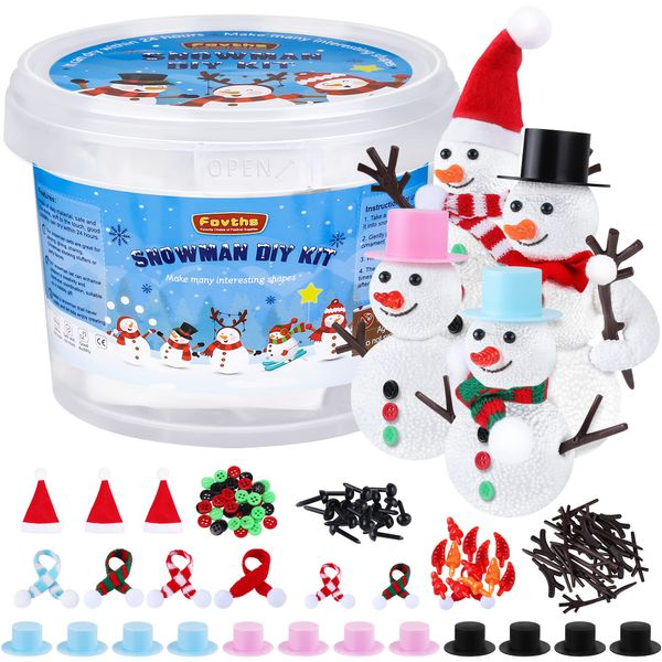 Fovths 12 Pieces Build Snowman Christmas Snowman Making Kit Foam Putty Snowman DIY Craft Kit Christmas Snowman Gift Snowman Decoration for Christmas Winter Home Supplies