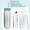 KOHEEL Dental Tools with Metal Case, 8 Count Teeth Cleaning Tools Set, Remove Plaque, Oral Care Hygiene Kit with 2 Type of Tongue Scraper, Tartar Scraper, Gum Cleaner, Dental Probe and Dental Tweezer