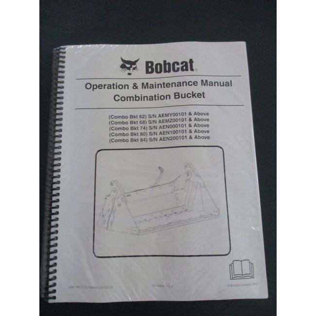 Bobcat Skid Steer Combination Bucket Operation & Maintenance Manual 6987340 2012