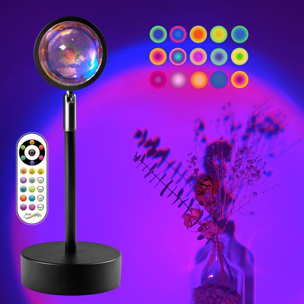 Tacopet Sunset Lamp Projector Sunset Night Light Sunset Projection Lamps Halloween Sunset Light with Remote Mood Lighting Rainbow Sunlight lamp Led Colorful Changing for Home Bedroom