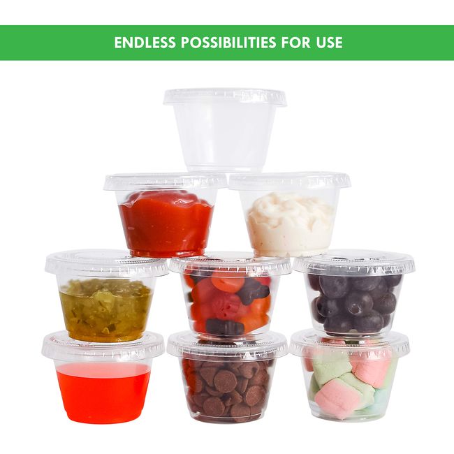Disposable Sauce Cup With Lids, Small Condiment Containers For