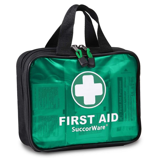 200 Pieces First Aid Kit with Hospital Grade Medical Supplies - Includes Emergency Blanket, Bandage, Scissors - Great for Home, Outdoors, Office, Car, Travel, Camping, Hiking, Boating (Green)