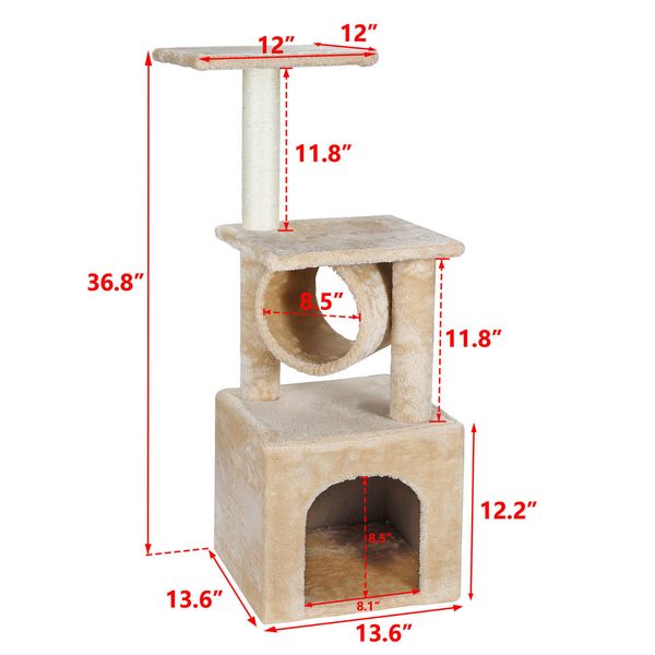 36" Cat Tree Bed Furniture Scratching Tower Post Kitten Pet House Cat Condo