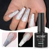 MIZHSE Reflective Gel Polish UV/LED Sparkling Glitter Nail Polish Shiny Diamond Gel Nail Polish 10ml Single Bottle Nail Polish Gel (Silver)