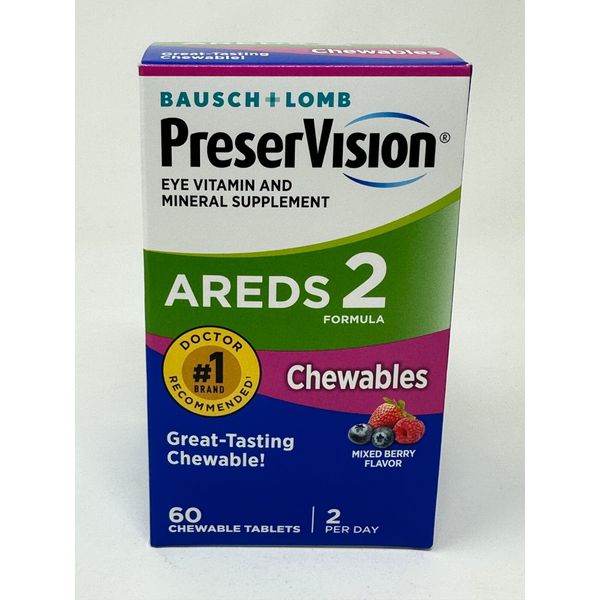 Bausch & Lomb PreserVision Areds 2 Chewables Tablets Mixed Berry Flavor 60 Count