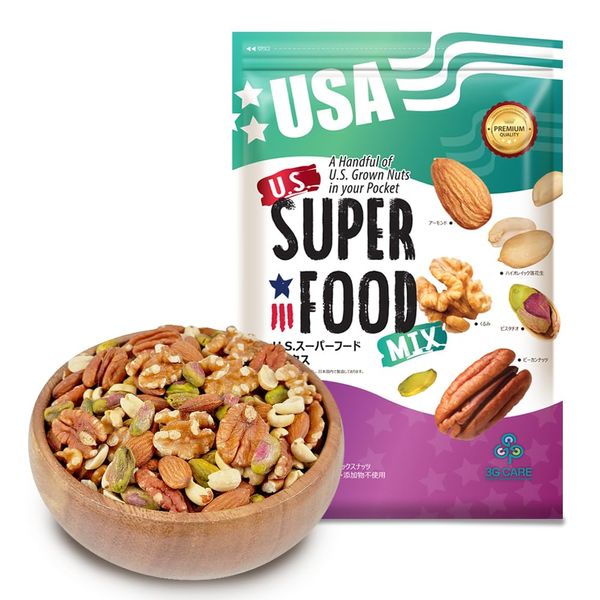 U.S. Superfood 5 Types of Mixed Nuts, Unbaked (Almonds, Walnuts, Peanuts, Pecan Nuts, Pistachio), Direct Import, Large Bag, Aluminum Zipper Bag, Salt-free, Disaster Preparedness Food, Emergency Food,